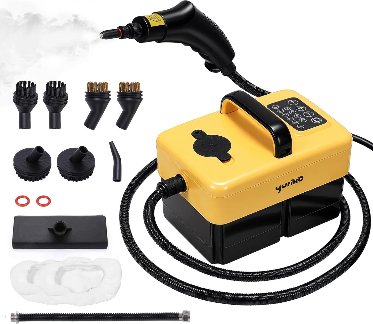 INSMA Yuriko Hand-Dampfreiniger 1,6L 6-stufig einstellbar, Hochdruck mit Spülmodus, 15s Aufheizen, chemiefrei, mit EU-Adapter für Boden, Fugen, Fett & Auto