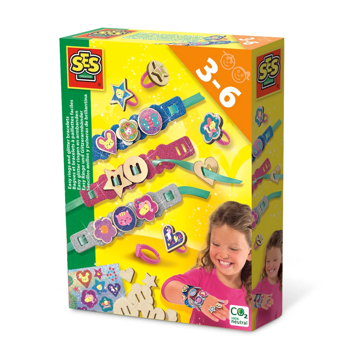 SES Creative Easy Ringe und Glitzerarmbnder - Schmuckherstellung fr kleine Kinder, Gestalte dein eigenes Design, ab 3 Jahren 10244344