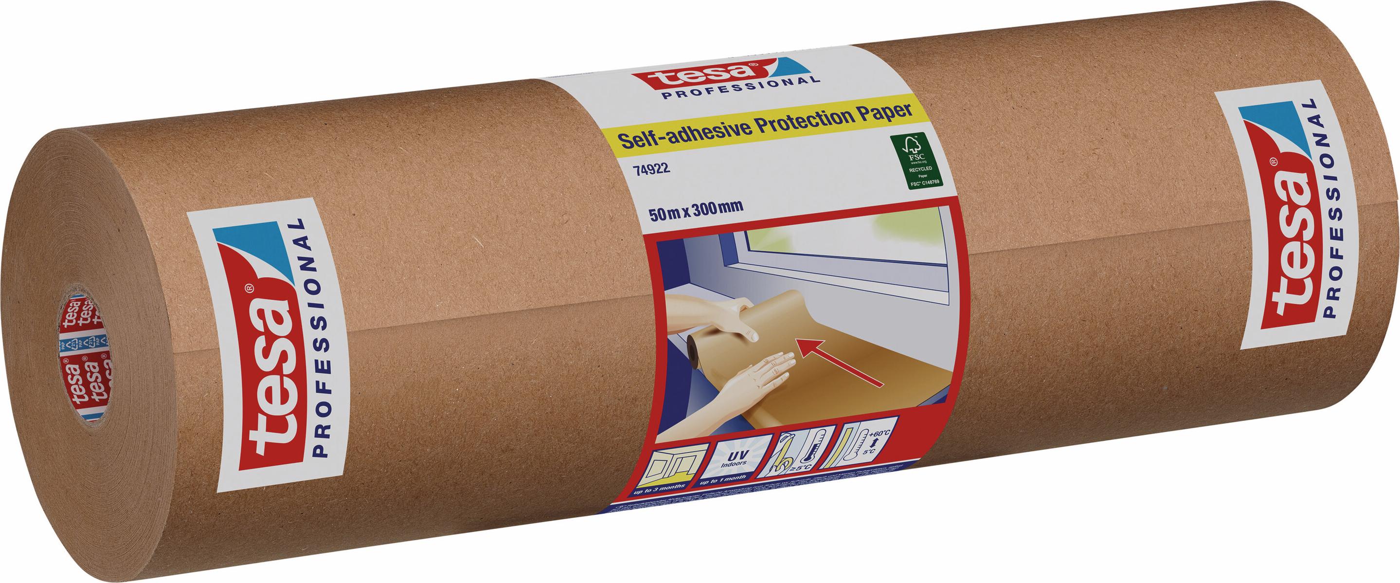 tesa Schutzpapier 50m x 30cm selbstklebend Malerarbeiten, innen & außen 74922-00001-00