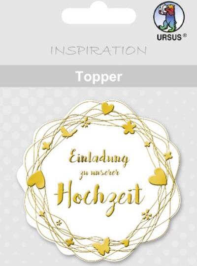 Buntpapierfabrik Ludwig Bähr URSUS 8 Topper "Einladung zu unserer Hochzeit", weiß/gold 56700020