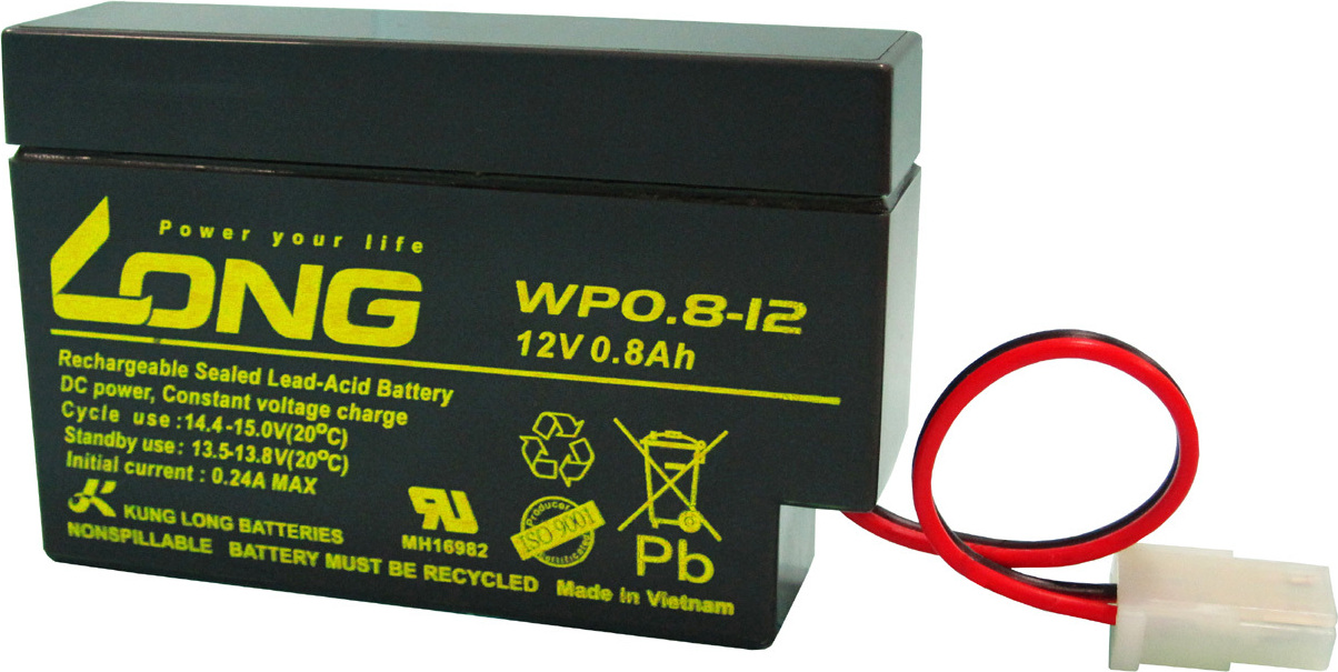 Kung Long Batteries Industrial Co., Ltd. Kung Long WP0.8-12 Blei-Vlies-Akku, 12Volt, 0,8Ah mit AMP Stecker