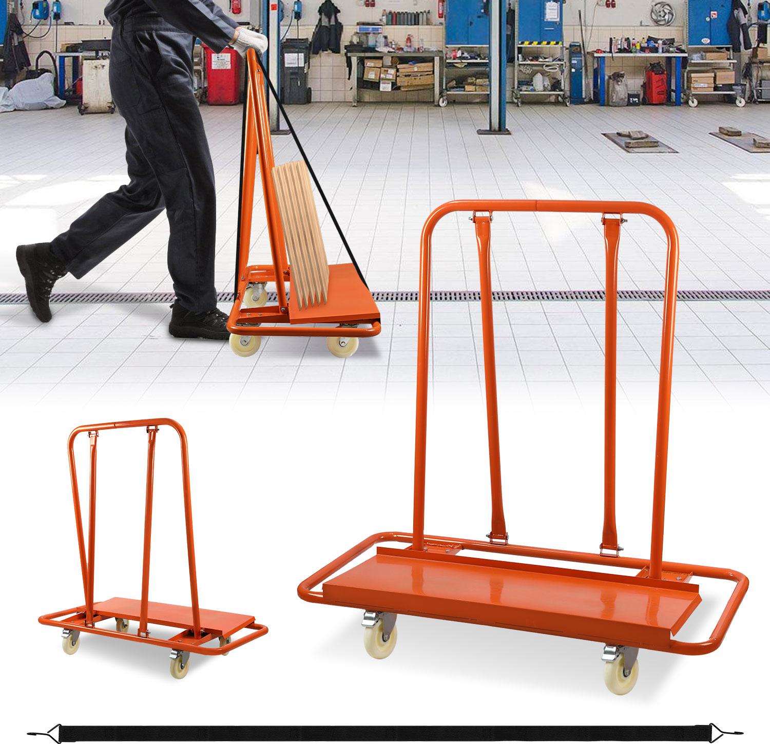 Aopunly Plattenkarren mit 4 Universalrad, Plattenwagen zum Transport von Trockenbauwänden, Holz- und Gipskartonplatten, Fenstern u.v.m bis 1000 kg RL-BN10781-1-JAf