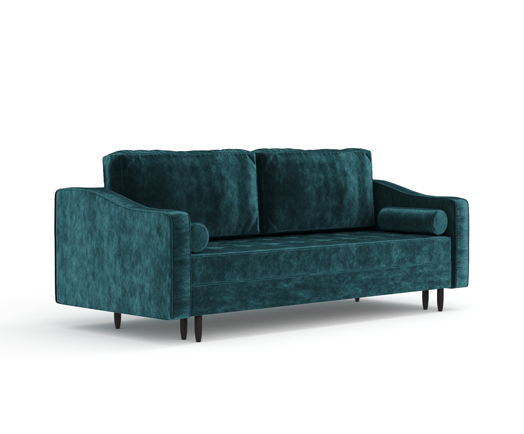 Schlafsofa Livia Interiors Zyia 218x103 cm, Sofa mit Schlaffunktion und Bettkasten, 3-Personen Sofa, Sofabett Hohe Beine Samtstoff Piano Velvet Türkis ZYIA_F1_PNO10_L32