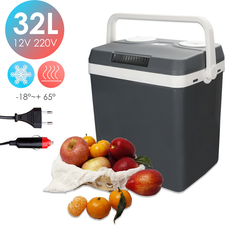 Hengda 32 litrový chladiaci box, WÄRMT a KueHLT, prenosný termoelektrický chladiaci box 12 V a 230 V, mini chladnička do auta, nákladného auta, kempingu, elektrická zásuvka