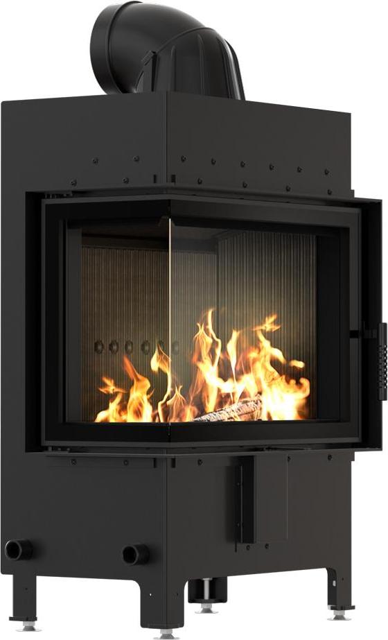 Oceľový krb KRATKI LUCY ľavý 12 kW Ø 200 čierna obloženie thermotec