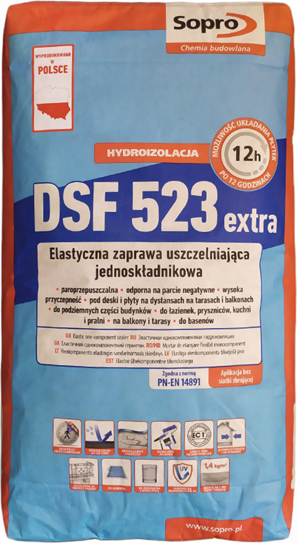 SOPRO DSF 523 DichtSchlämmeFlex 1K Dichtungsschlämme Abdichtung 20 KG
