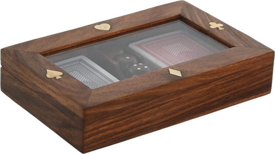 Kartenspiele Home ESPRIT Ahorn Akazienholz 17,7 x 11,5 x 3,7 cm METI_JM215021