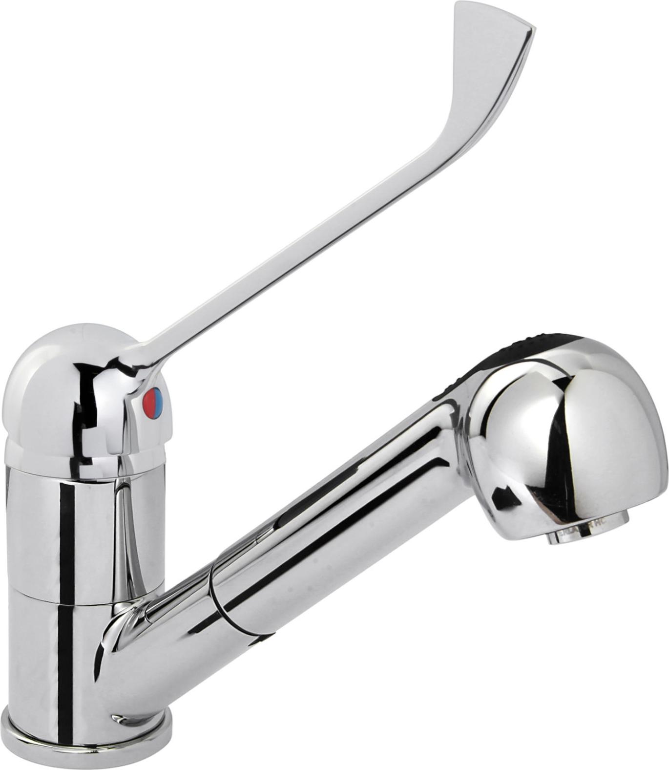 Küchenarmatur mit ausziehbarer Dusche, Edelstahl, Höhe 230 mm - Hendi 810255