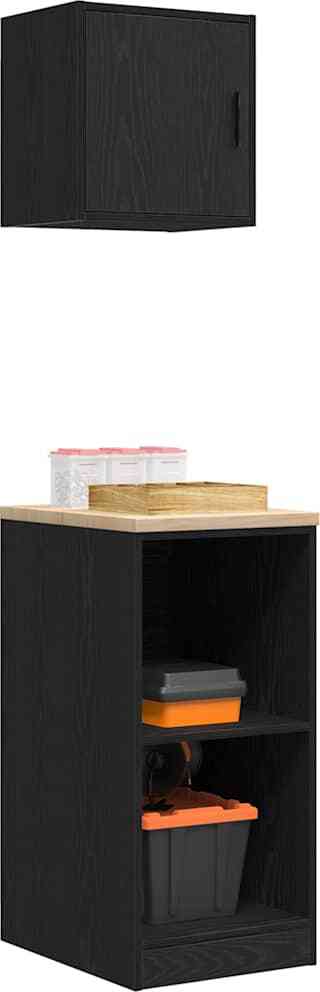 vidaXL Garážové skrinky 2 ks čierne na báze dreva