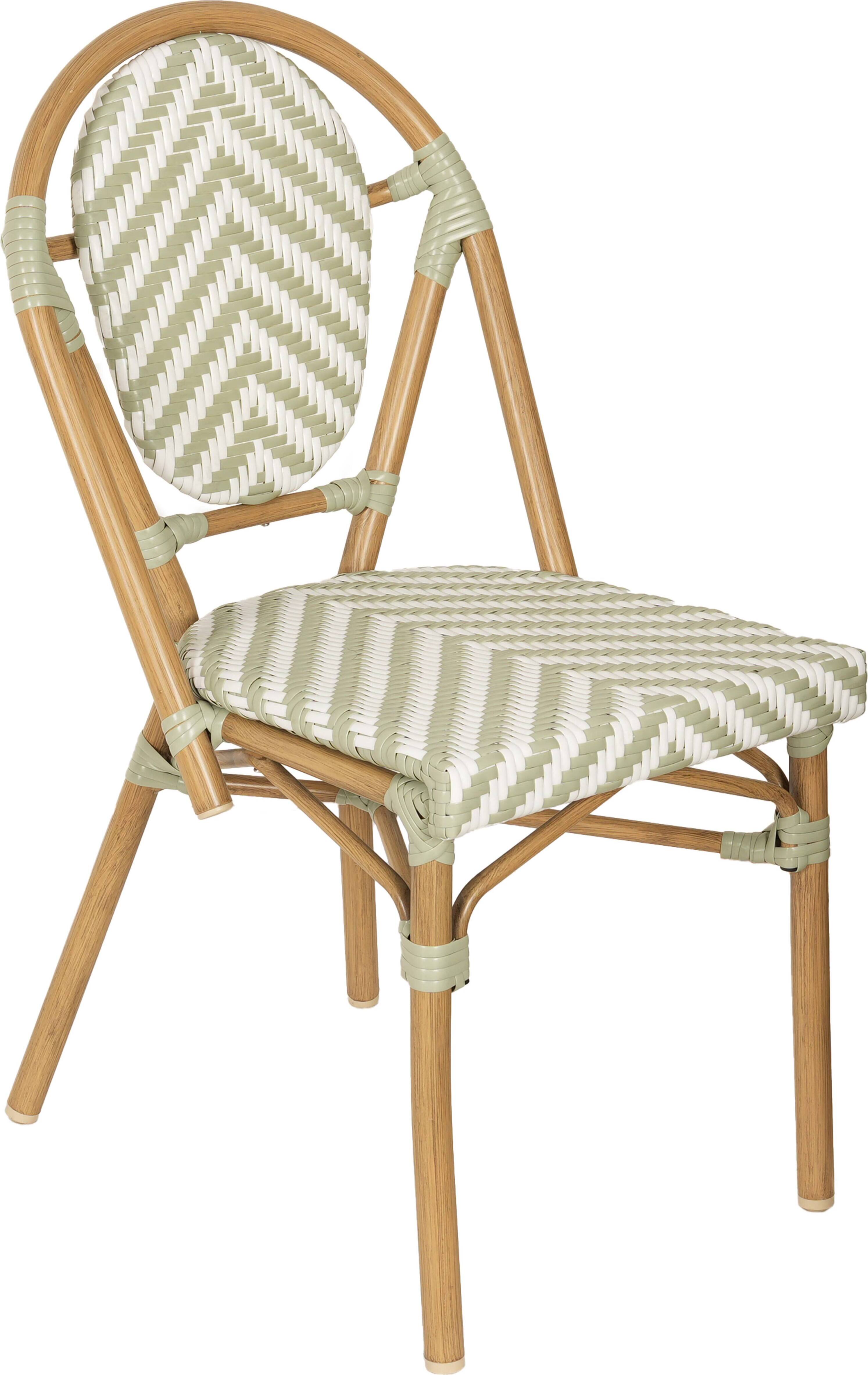 Gartenstuhl im Pariser Bistrostil aus Aluminium und grünem Rattan - Oviala Alma 112529