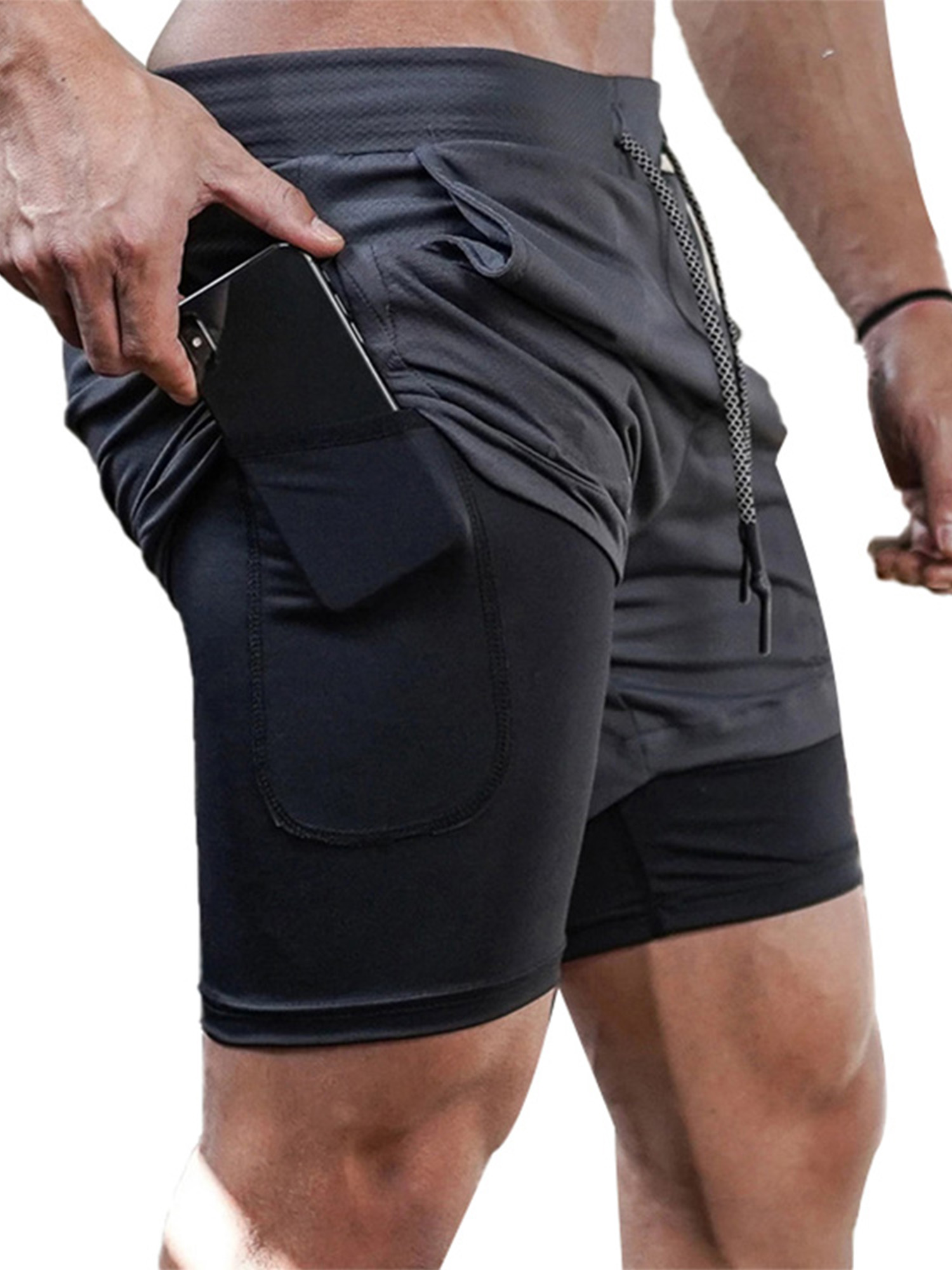 COOFANDY Herren Sport Shorts 2 Pack Running Kurze Hosen Schnell Trocknend Sporthose Leicht Trainings Fitness mit Reißverschlusstasche 