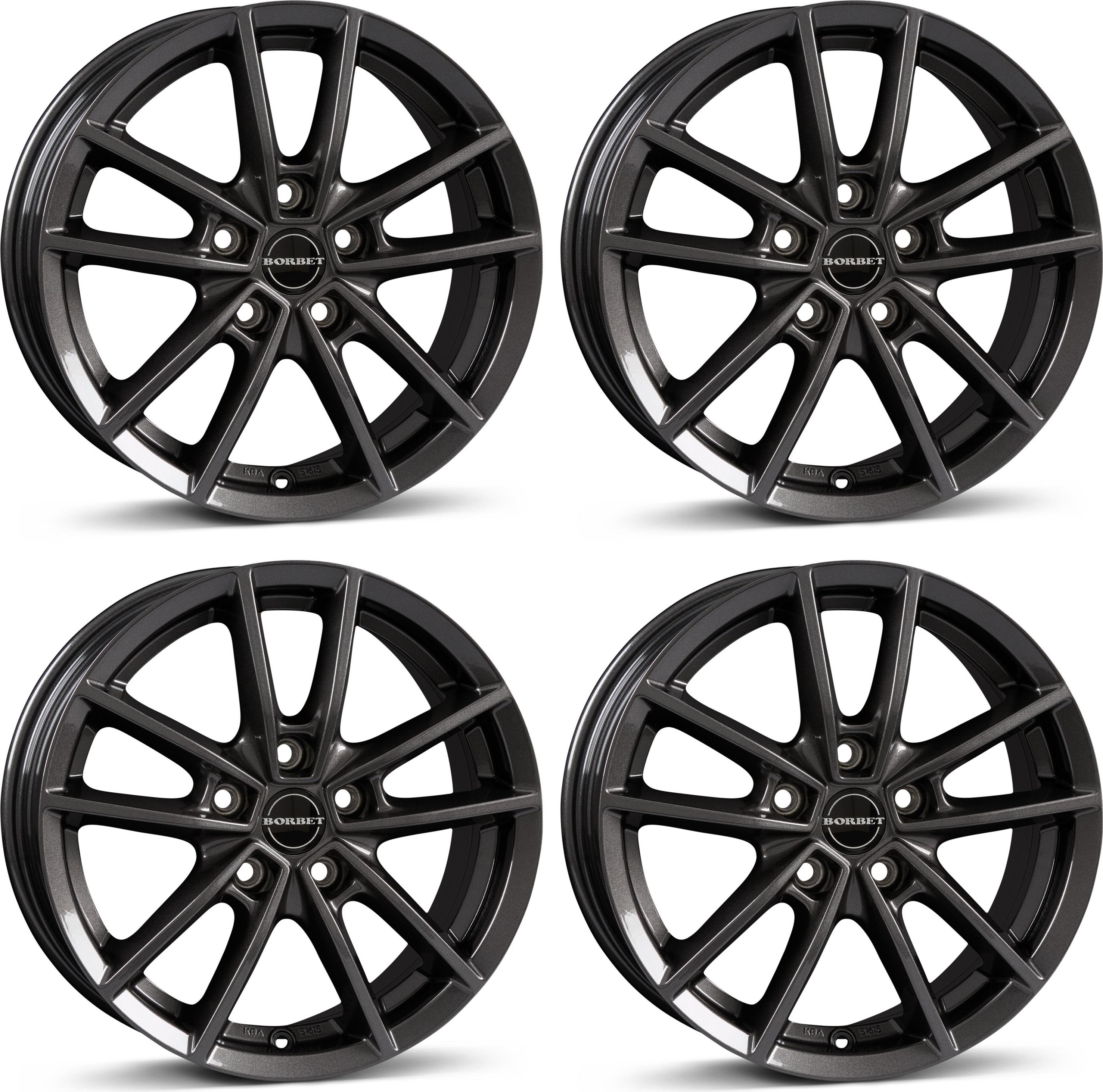 4 Borbet Felgen W 8.0x18 ET50 5x114.3 ANT für Hyundai i20 i30 Ioniq Ioniq 6 Kona Santa Tucson 5x114.3 ANT für Hyundai i20 i30 Ioniq Ioniq 6 4-W 80850114,3572,5MAG/T