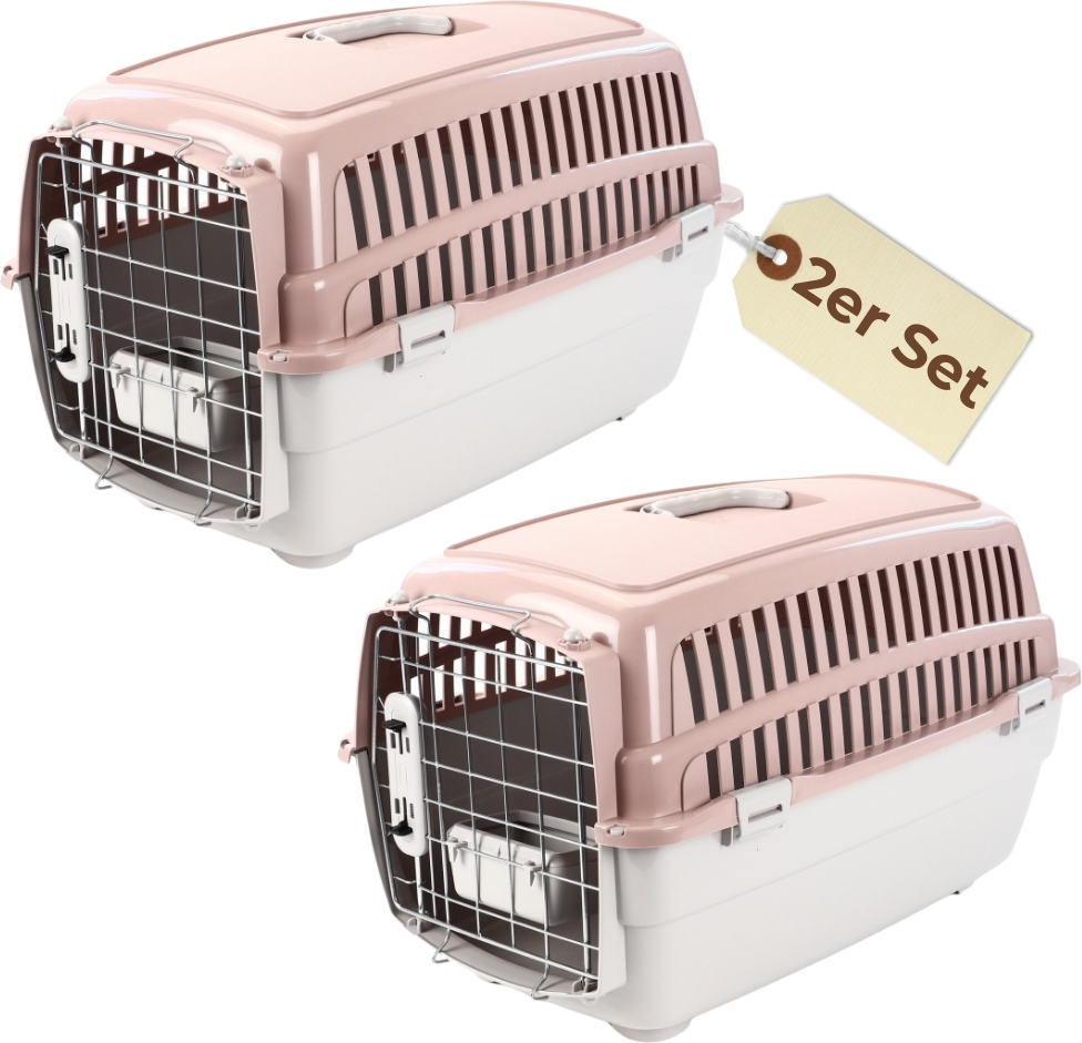 GarPet 2er Set Transportbox IATA Flugbox Flugzeug Hundebox Hunde Transportbox Katze Groß für 2 Tiertransportbox Katzentransportbox Gr. M