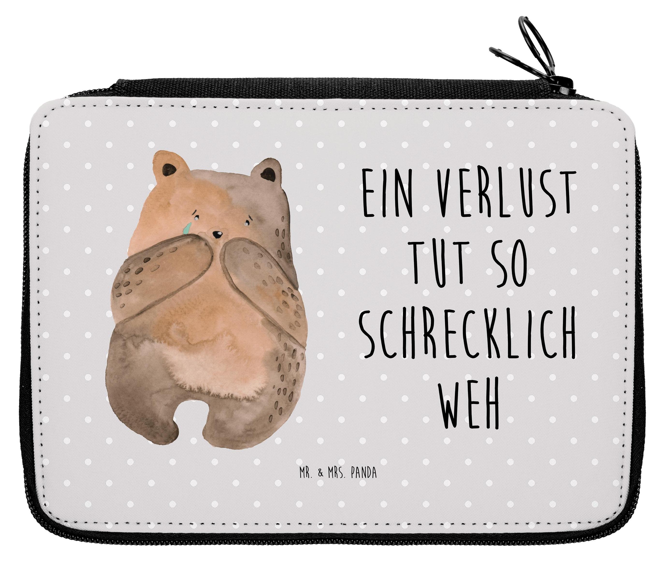Mr. & Mrs. Panda Bleistiftetui Bär Verlust - Grau Pastell - Geschenk, Teddy, Federtasche, Mäppchen, Trauer Trauergeschenk Traurig Trösten Trost Liebeskummer, Etui PD-772006-STANDARD