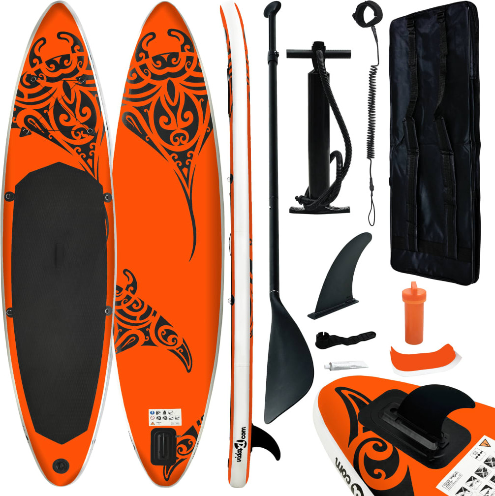 The Living Store Aufblasbares Stand Up Paddle Board Set 305x76x15 cm Orange