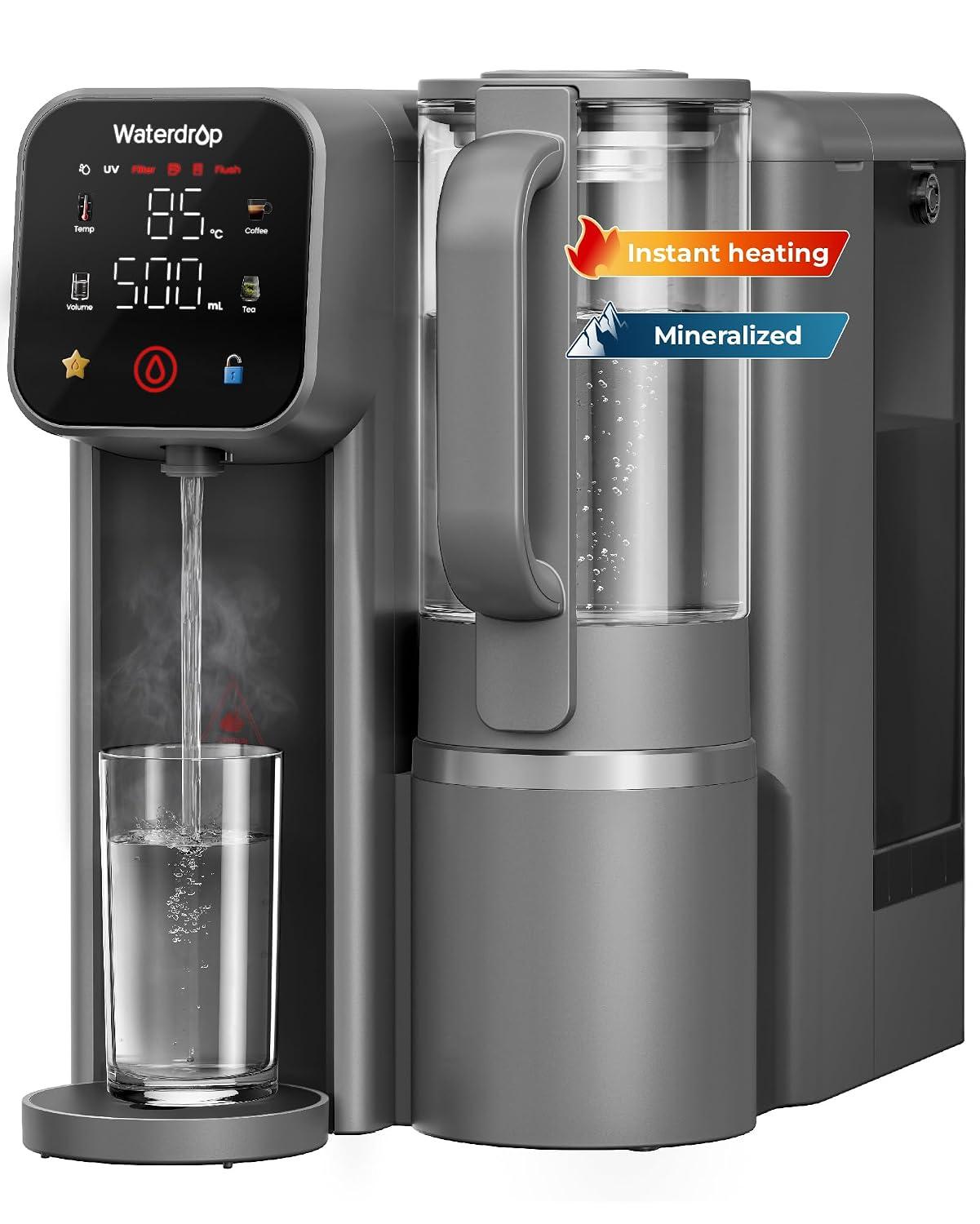 Waterdrop M6HG Sofort-Heißwasser Umkehrosmose System, 8-Stufiger, 3:1 Reinwasser-/Abwasserverhältnis, 5 Temperaturstufen, mit Glaskanne