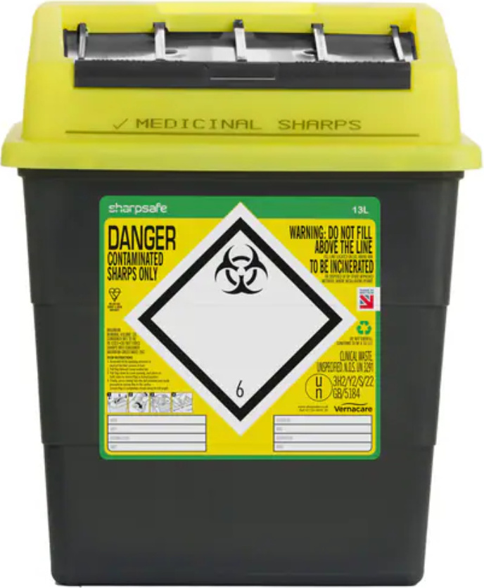 servoprax Sharpsafe Abwurfbehälter für Kanülen - 13 Liter | Packung (1 Stück) I9 5213