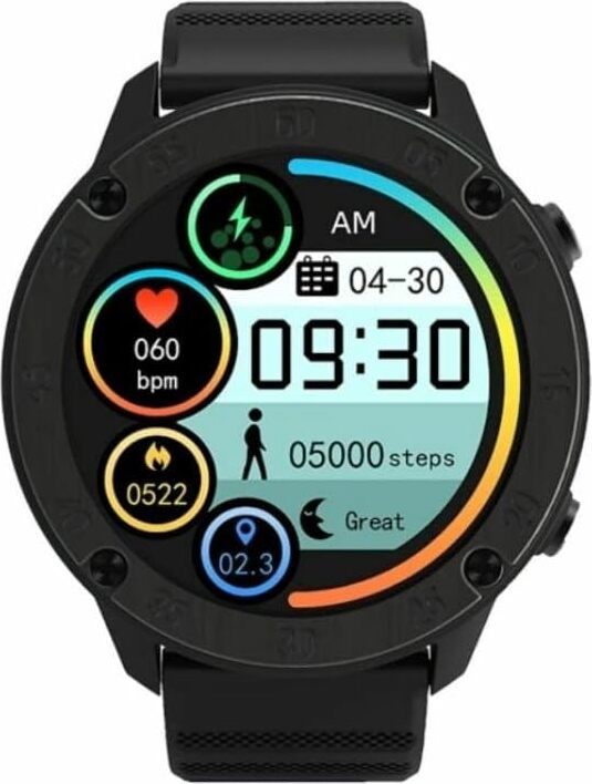 Blackview Elegante schwarze Farbgebung Smartwatch (1,3 Zoll, Android iOS), X5: Stilvoll und Gesund – Ein 1,3-Zoll-Wearable mit Fortschrittlicher