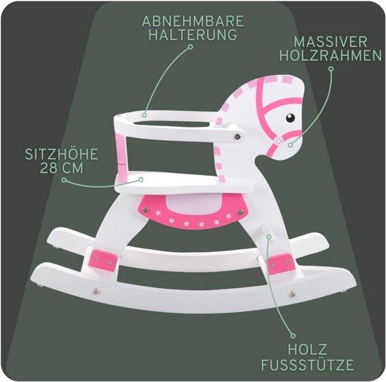 Famanu Holzschaukelpferd mit Halter - Rosa