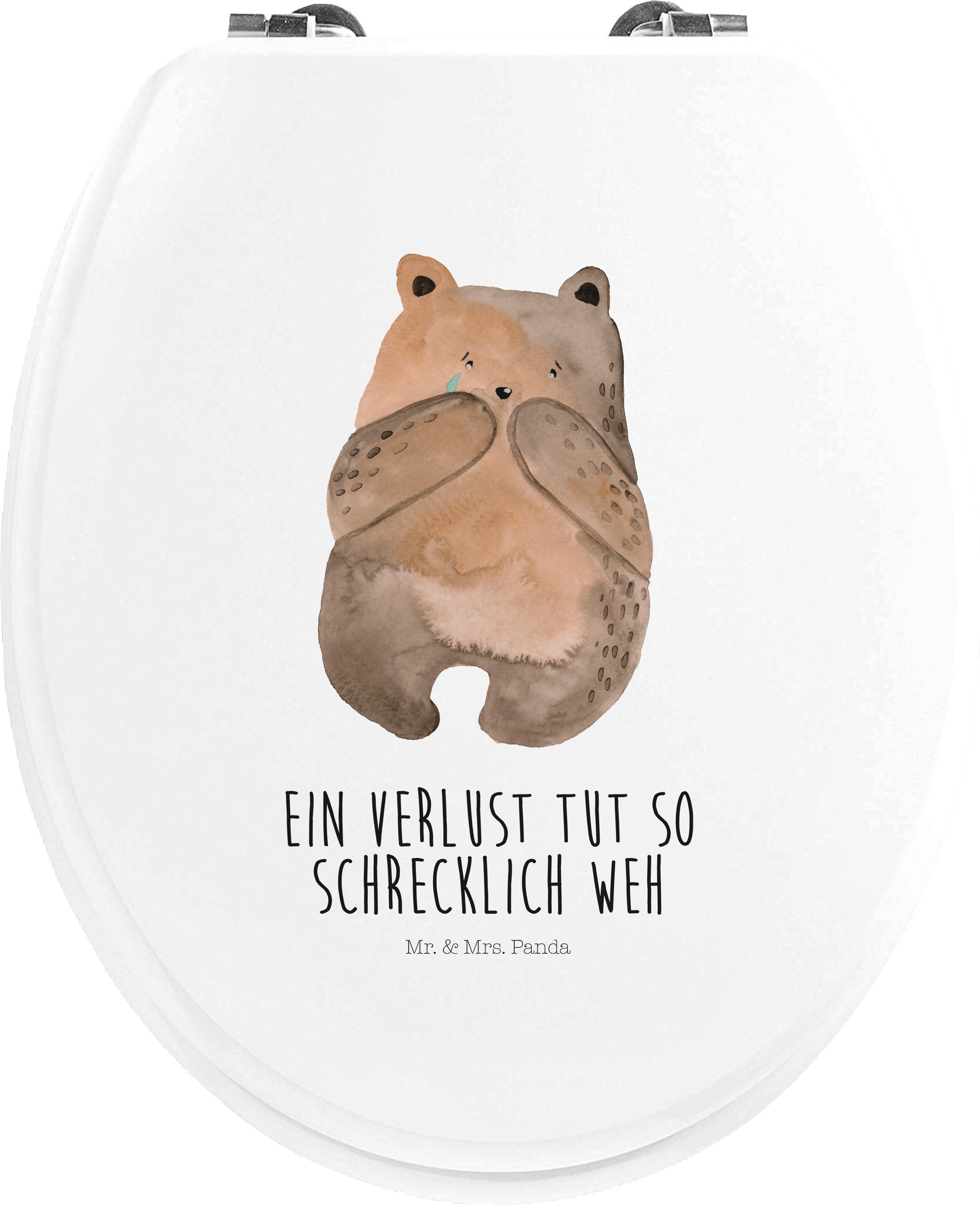 Mr. & Mrs. Panda Toilettendeckel Bär Verlust - Weiß - Geschenk, WC Deckel, WC-Sitz, Brille, Trauer Trauergeschenk Traurig Trösten Trost Liebeskummer, Teddy, Klobrille PD-1116639-STANDARD