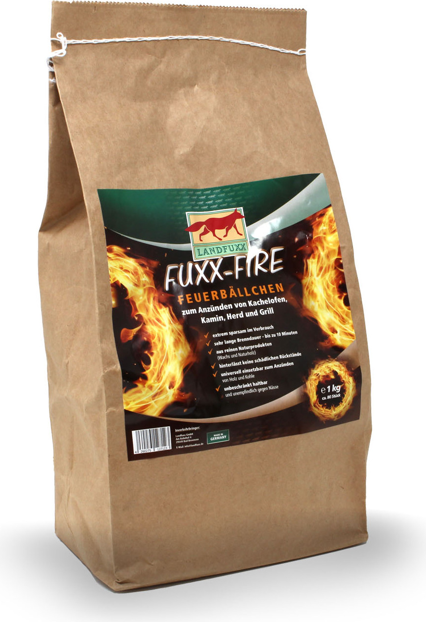 Landfuxx Fuxx Fire Feuerbällchen 1 kg für Grill, Kamin, Kachelofen, Herd