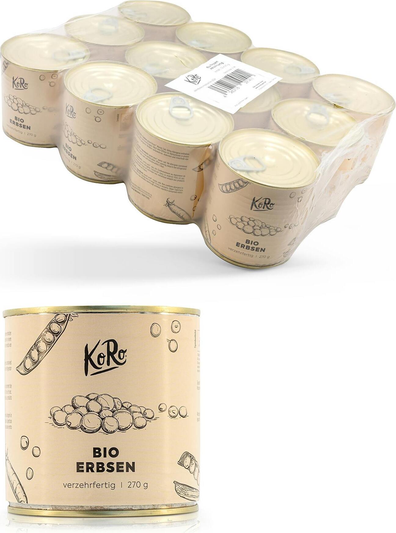 KoRo | Erbsen in der Dose 12 x 270 g ERBSE_003_T12