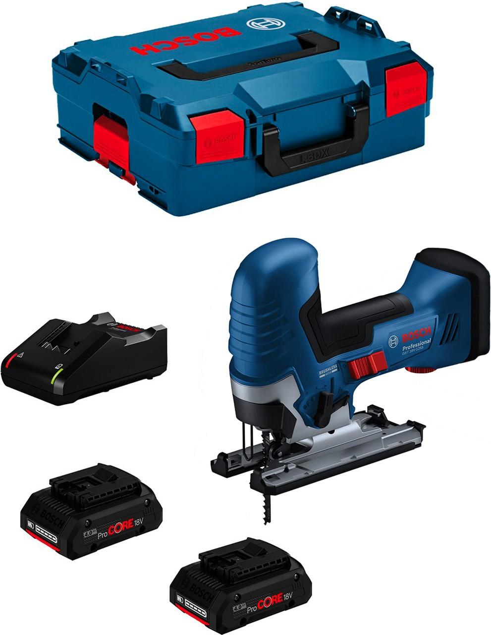 Stichsäge BOSCH GST 18V-125 S (2 x 4,0 Ah ProCORE + GAL18V-40 + L-Boxx 136)