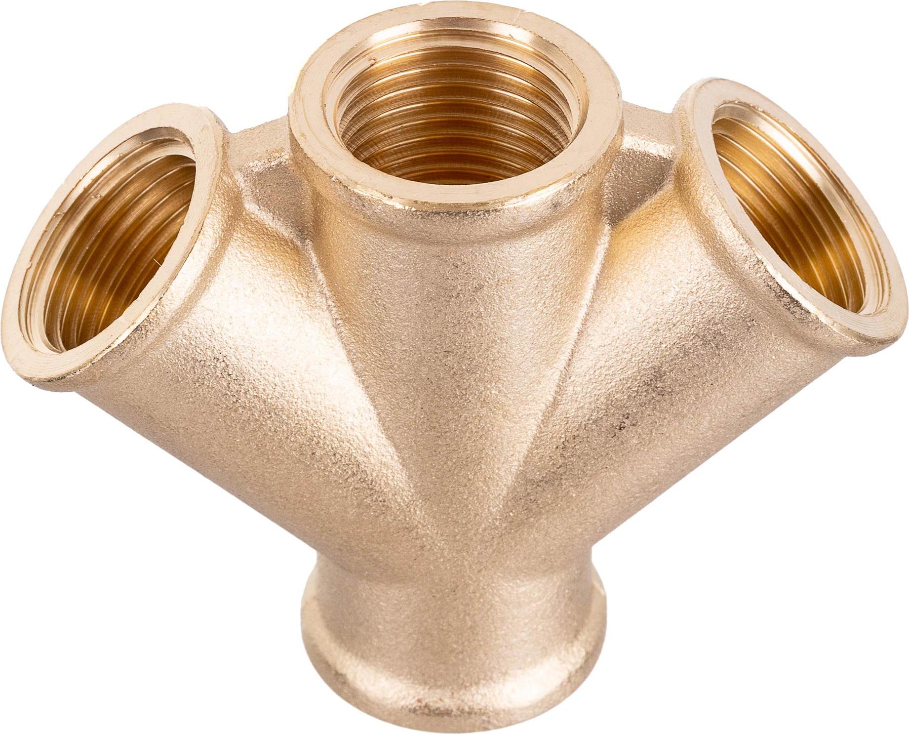 TC Technic Luftverteiler Pneumatik Messing 3-Wege Gewinde 1/2 Zoll Einbau