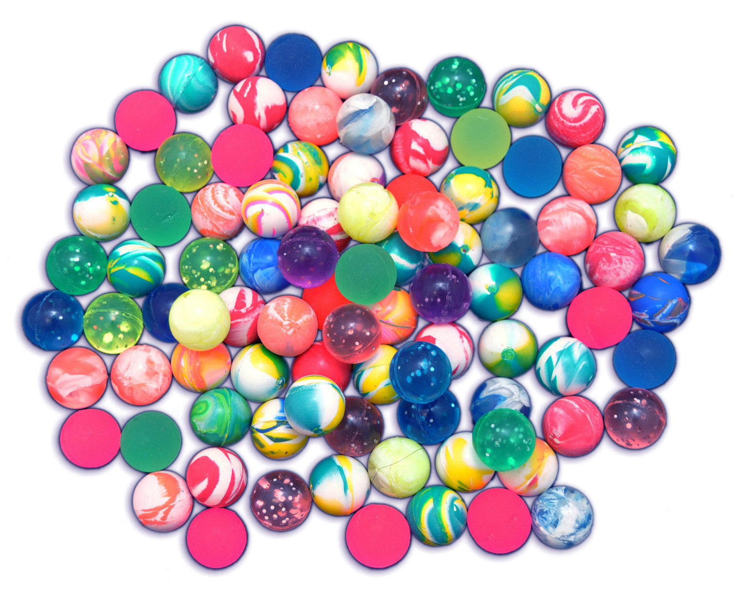 100 x Flummi Ball marmoriert 25 mm Springball Tombola Kindergebur