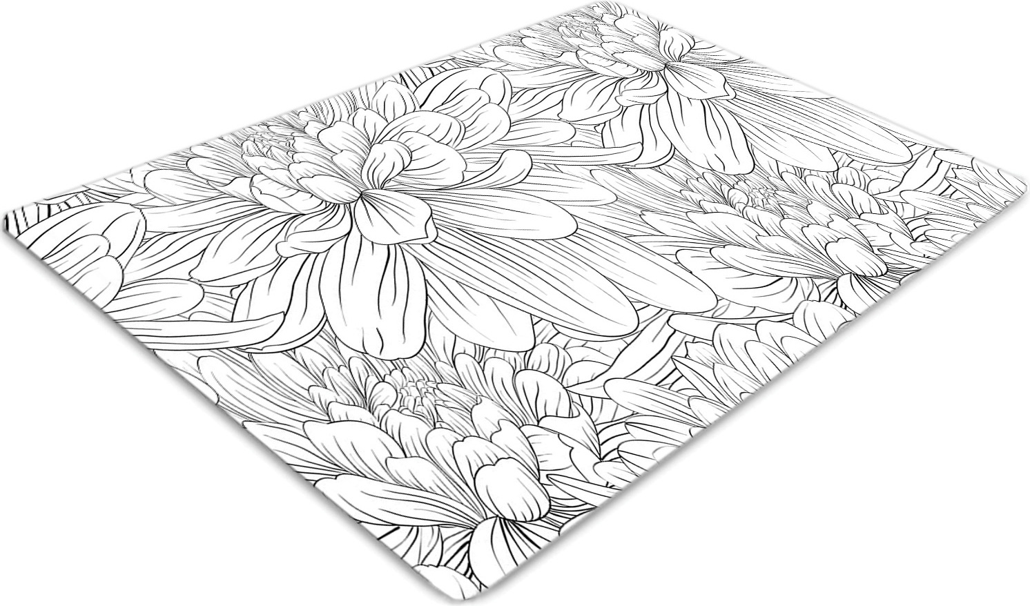 Podlahová ochranná podložka - Ochranná podložka pod stoličku - Podlahová podložka - 100x70 cm - Načrtnuté kvety