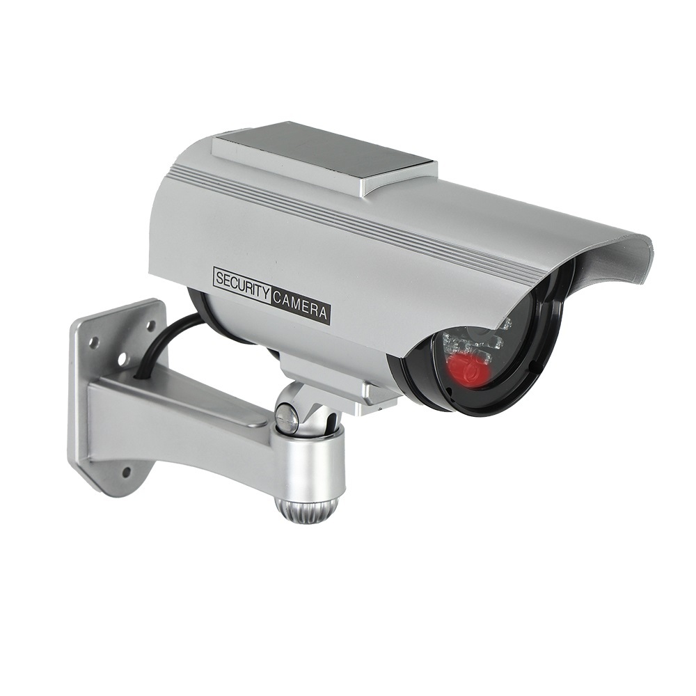 Falošná CCTV monitorovacia kamera VIRONE CD-2/G, 2 x AA, solárny panel, šedá