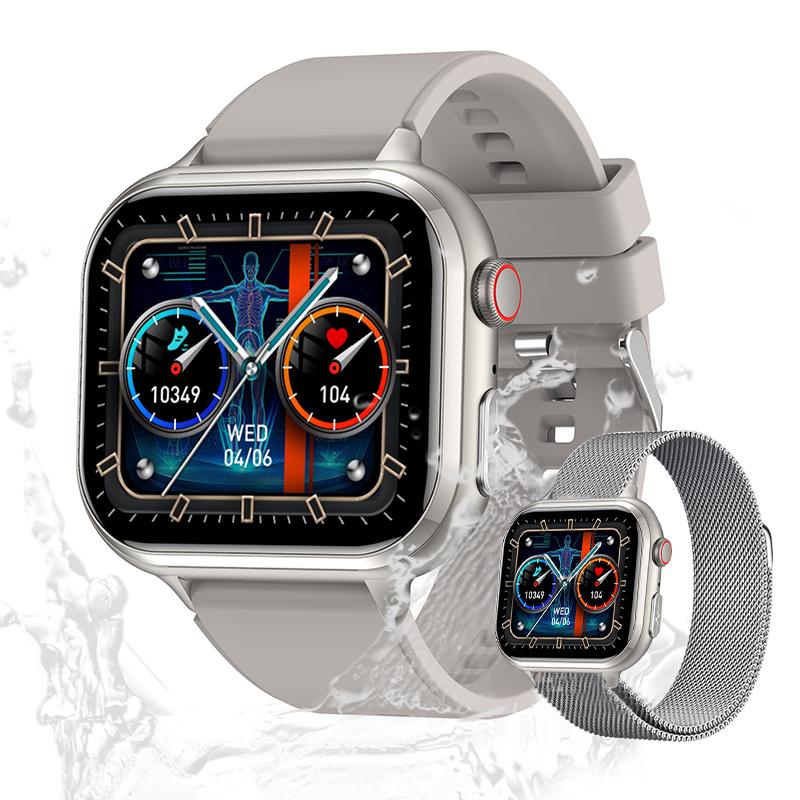 Valdus Damen & Herren Smartwatch – IP68 Wasserdicht, Telefonfunktion, Fitness- & Gesundheitsuhr mit ECG, Schlafanalyse & über 20 Sportmodi – Grau