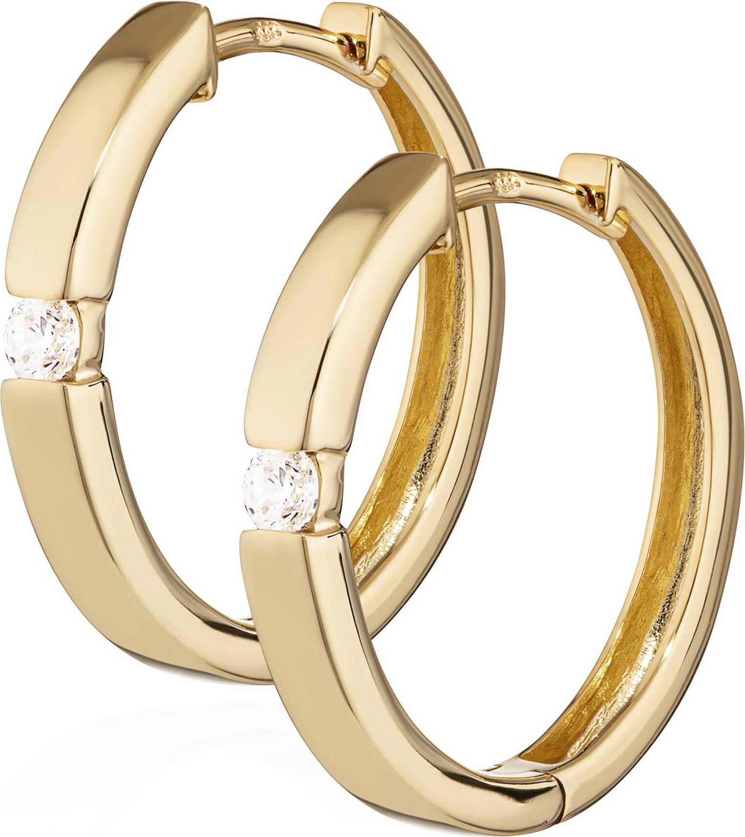 Single 333 Gelbgold Klappcreole Ohrring 18,4 X2,7mm Zirkonia Quadratisch 4752