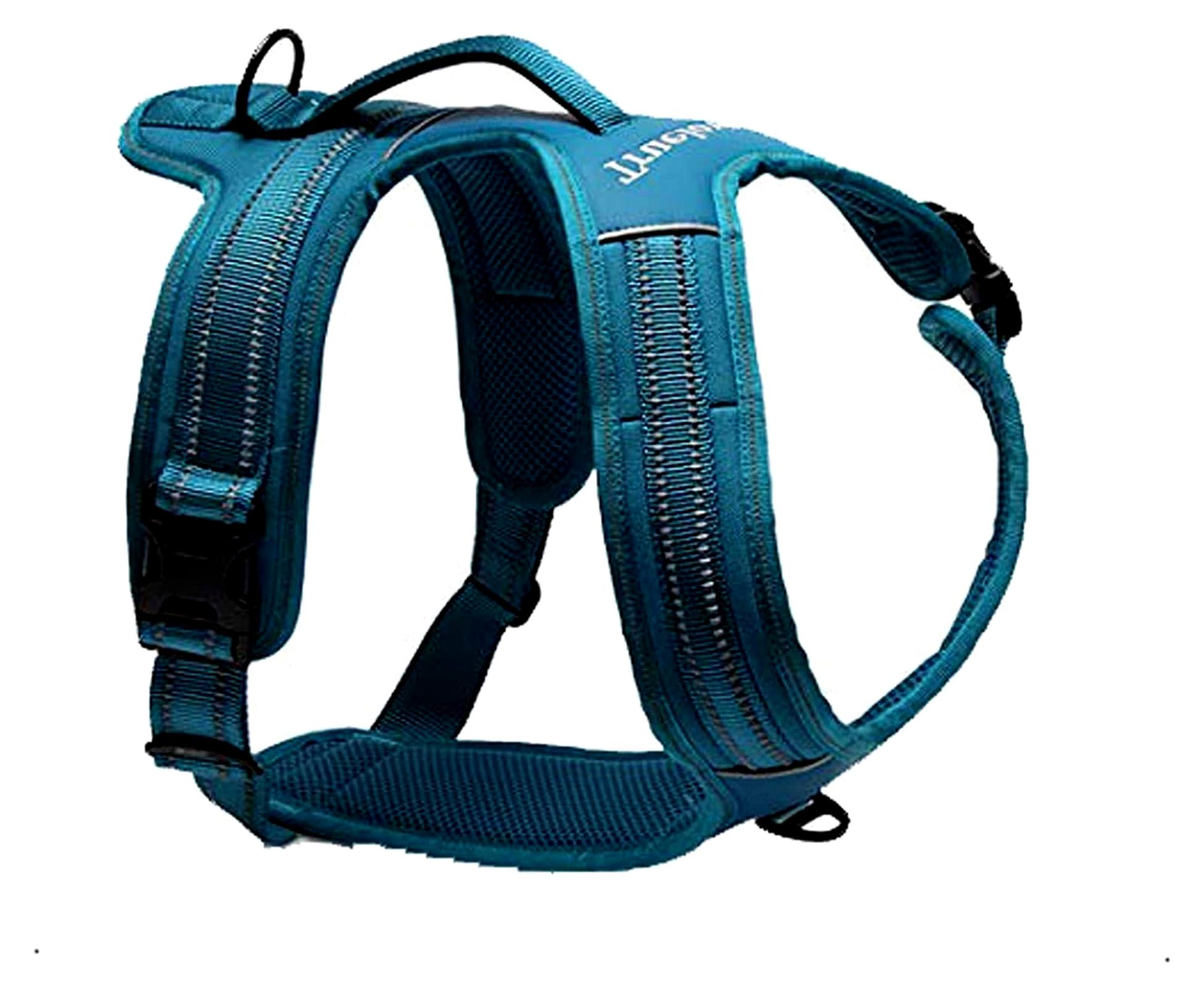 Markenlos Hundegeschirr mit Griff, weich gepolstert, reflektierendes Material (L, Blau)