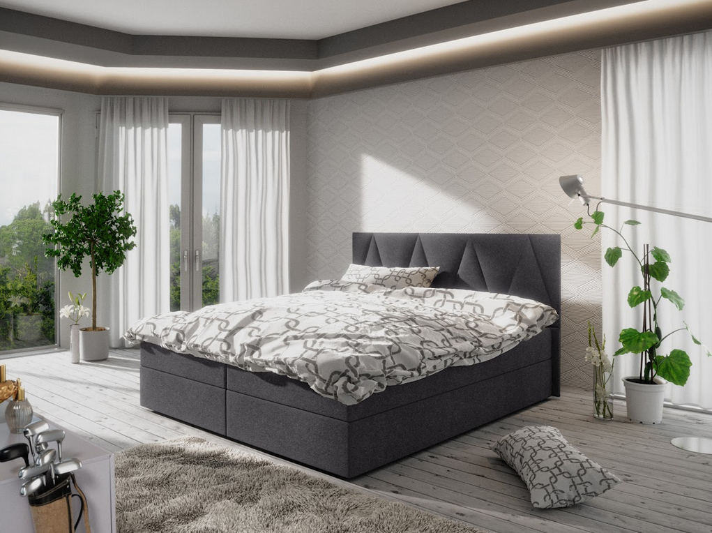 Manželská posteľ s úložným priestorom STIG COMFORT 3 - 200x200, šedá