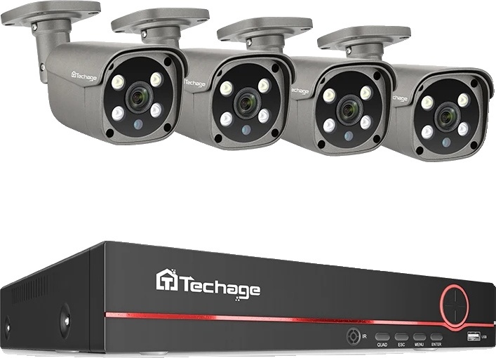 8CH POE CCTV bezpečnostný kamerový systém, 5MP HD rozlíšenie, AI rozpoznávanie tváre, 8CH 4 Bullet kamery, 3T (vonkajšie športy)
