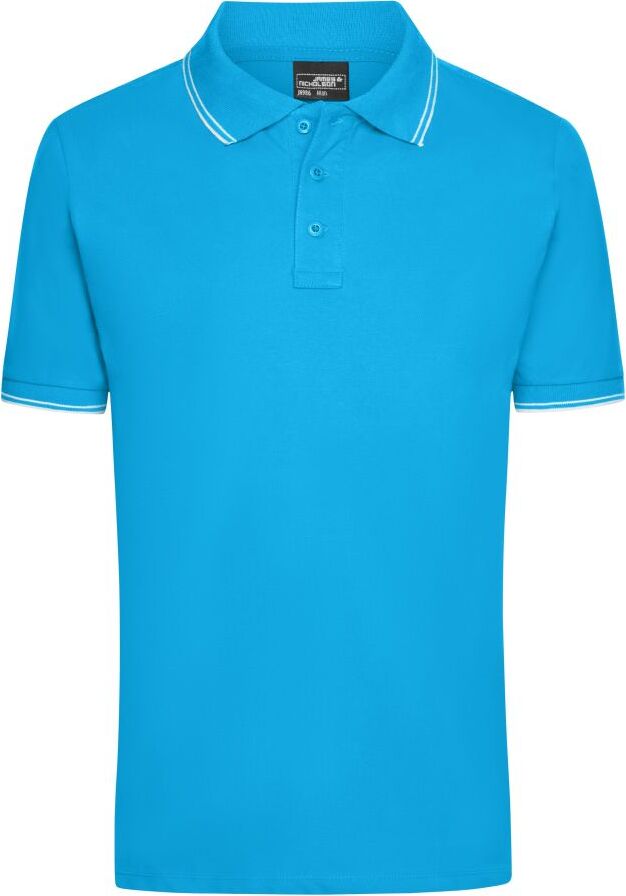 James & Nicholson Men's Polo Polo in elastischer Piqué-Qualität turquoise/white, Gr. XXL JN986tuwh/XXL