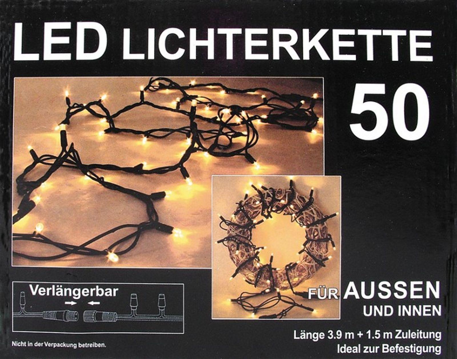 Buri LED Aussenlichterkette 50 Lichter 3,9m 0042d