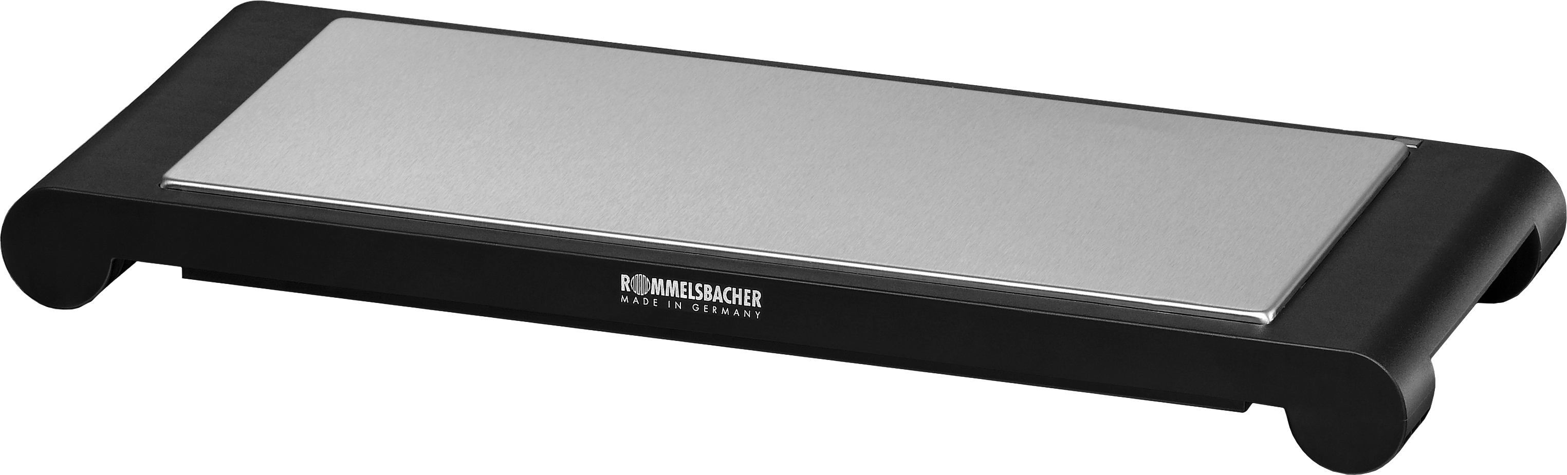 Rommelsbacher Wärmespeicherplatte WPS 857, Warmhaltefläche aus Edelstahl,8 Minuten Aufheizzeit auf 120 °C, 60 Minuten Wärmeabgabe, abnehmbarer Kabelsatz, Warmhaltefläche: 39,5 x 17 cm
