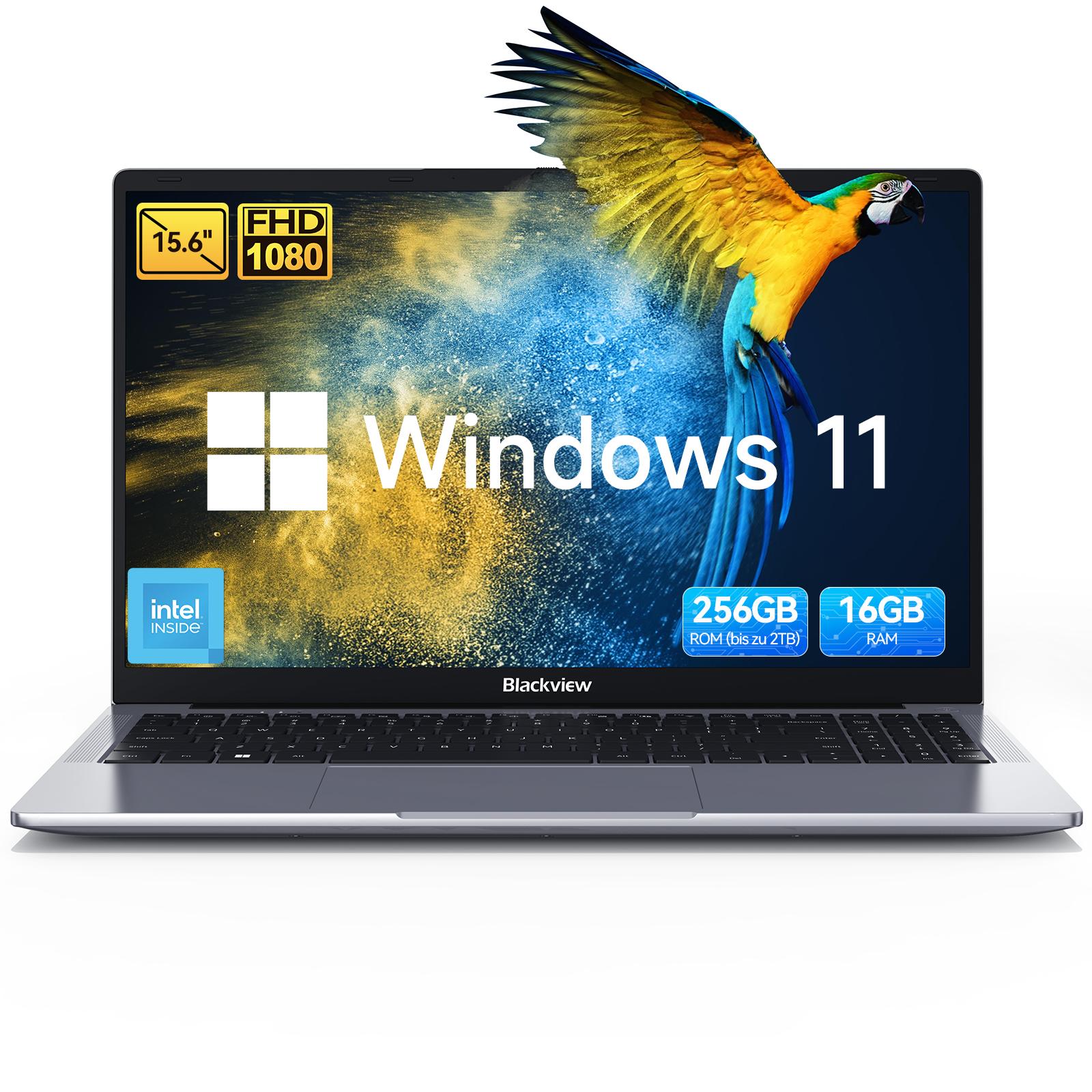 Blackview 15.6" FHD Acebook 6 Laptop, Intel Twin Lake N150 Notebook 4x3.6Ghz, 16GB DDR4+256GB SSD/1TB, 180° drehbar, Windows 11, Tastatur-Aufkleber Acebook6