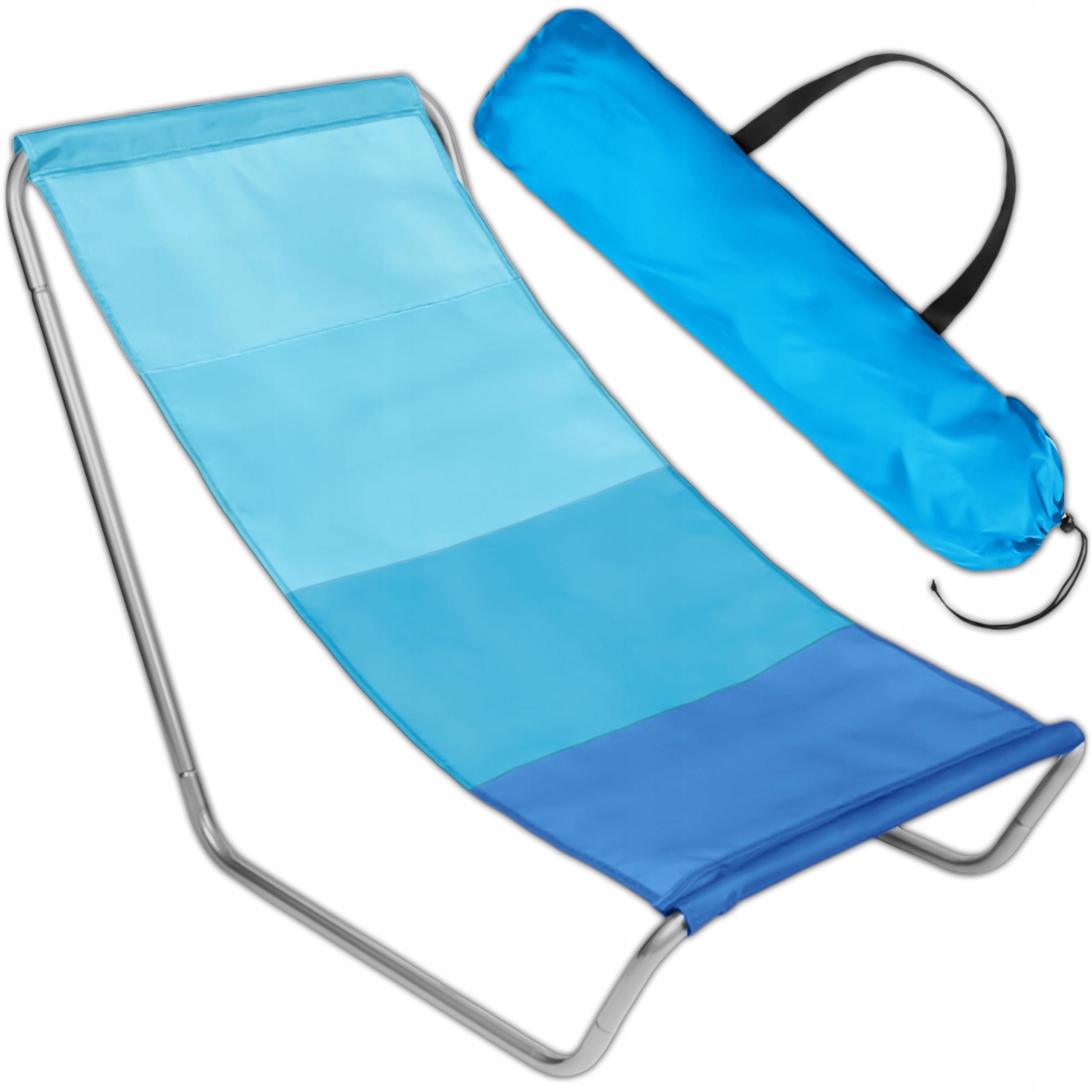 Plážové lehátko KRUMAD skladacie s taškou na prenášanie - skladacie, ľahké, odolné voči poveternostným vplyvom, rýchloschnúce - na záhradu, pláž a kempovanie - modré