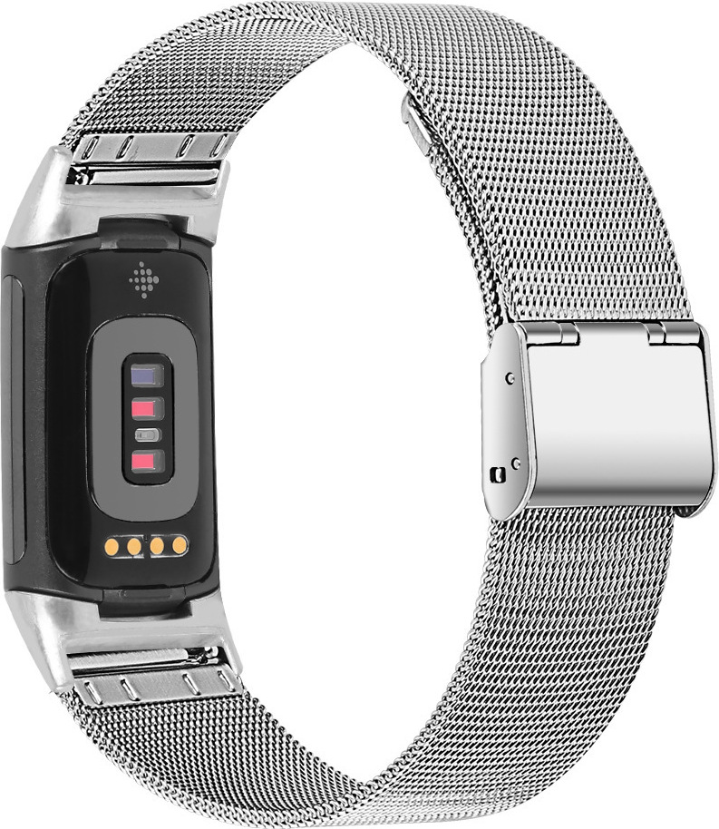 NotoCity Cinturino Compatibile con Fitbit Charge 5 Metal Strap, Braccialetto Sostituzione Rete Acciaio Inossidabile Regolabile per Uomini Donne, Argento