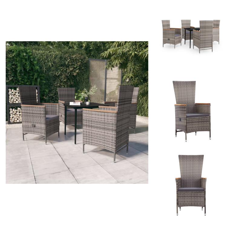 vidaXL 5-dielny záhradný jedálenský set s vankúšmi sivý - Záhradné nábytkové zostavy