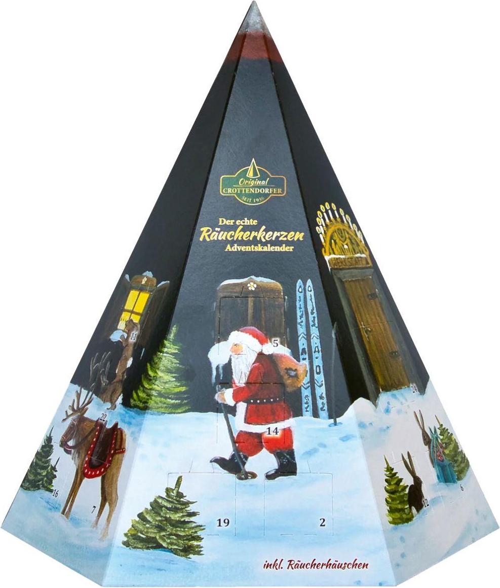 Saico Seiffen Räucherkerzen Adventskalender "Pyramide" mit 1 Metall-Räucherhaus und 24 Räucherkerzen BxHxT 30,5x28x28cm