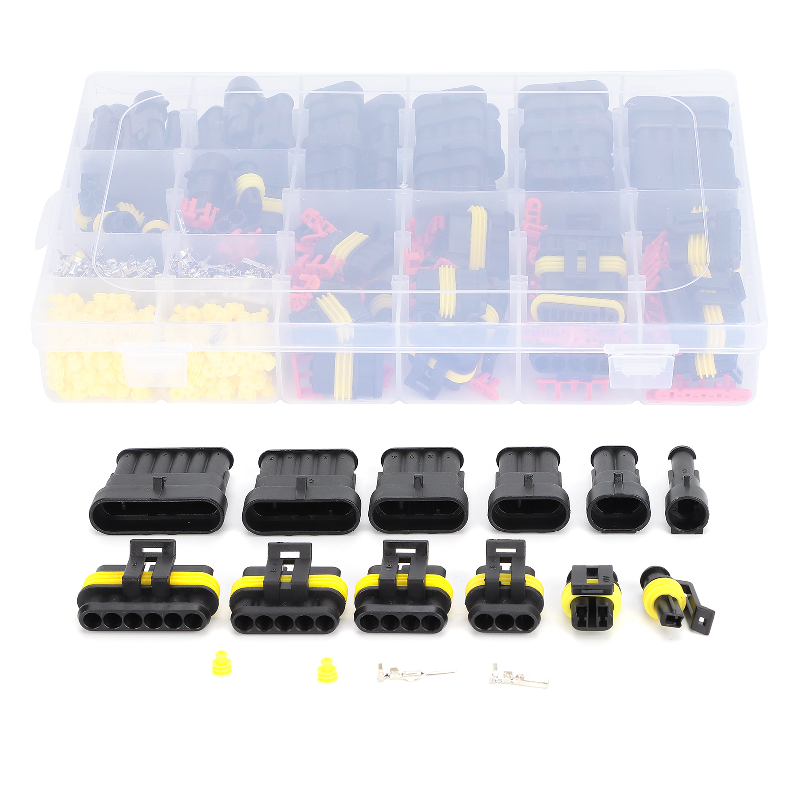 Cocosity Wasserdichter Autokabelstecker,Autokabelstecker,Kabelstecker-Stecker-Kit,Marine-Stecker-Buchsen-Kit,Klemmen wasserdichtes Stecker-Kit,Kabelstecker
