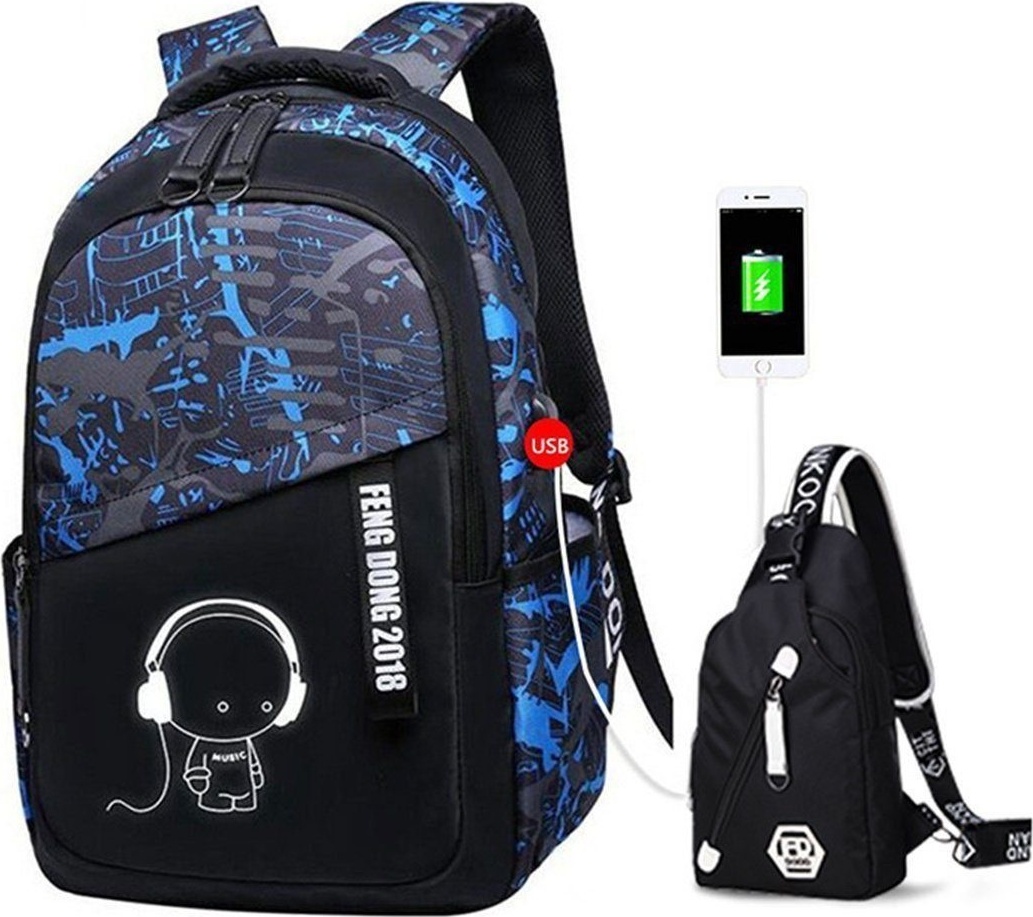 DTC GmbH Schulrucksack , Schulranzen-Set (Schulranzen + kleiner Schulranzen) Blau