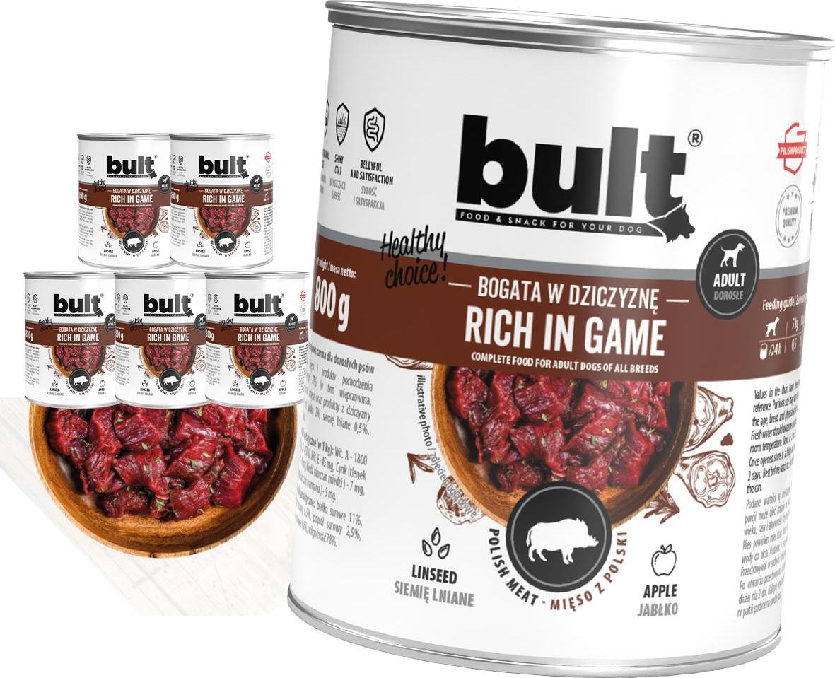 Bult Nassfutter Für Hunde, Dose, Reich An Wild, Set 6X800G