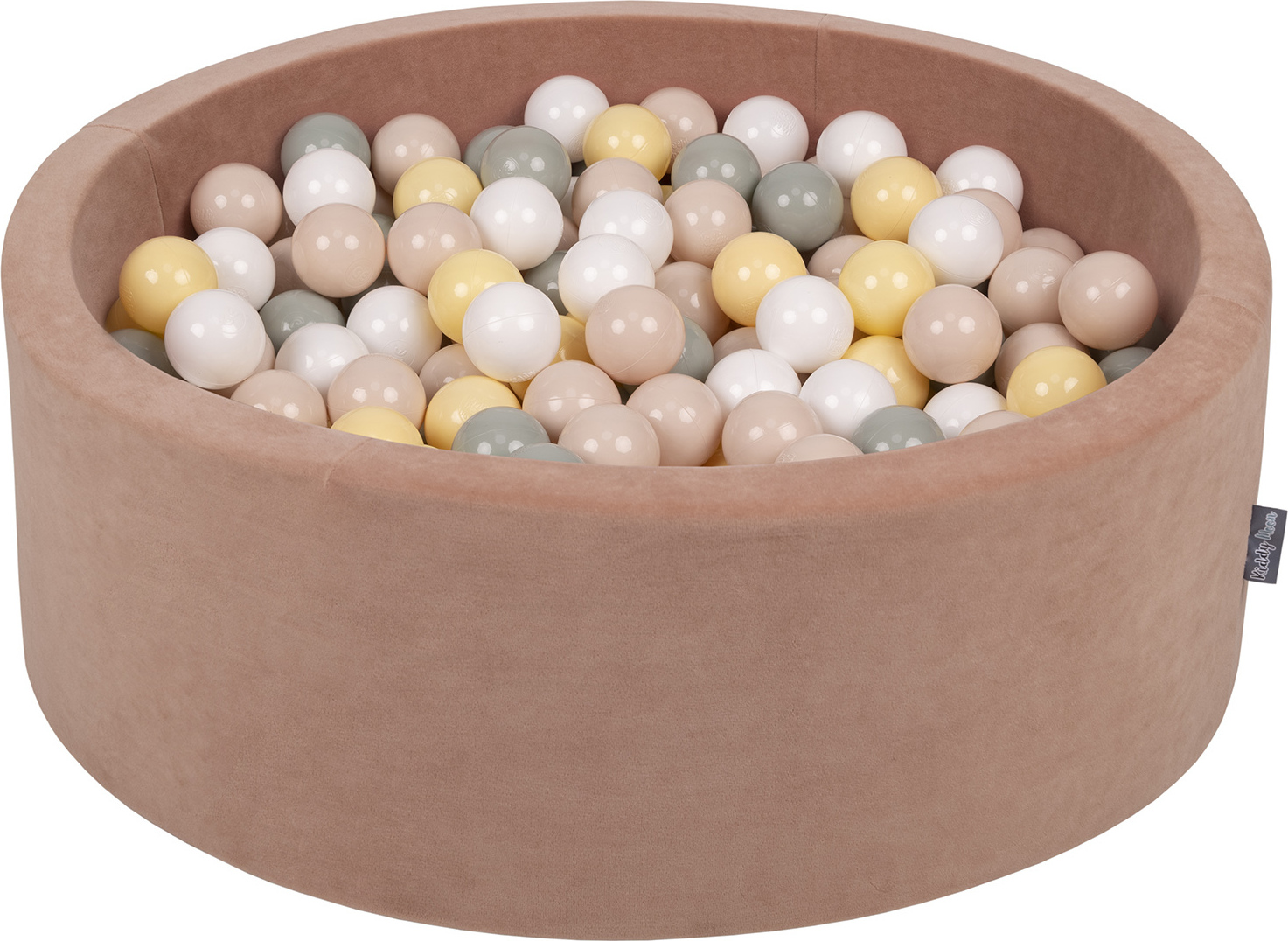 KiddyMoon Bällebad Velvet 90x30cm mit 300 Bunten Bälle 7cm - Bällebad baby ab 1 jahr Bällepool Für baby zimmer Bälle bällebad - Wüstenrosen OK30V-1058