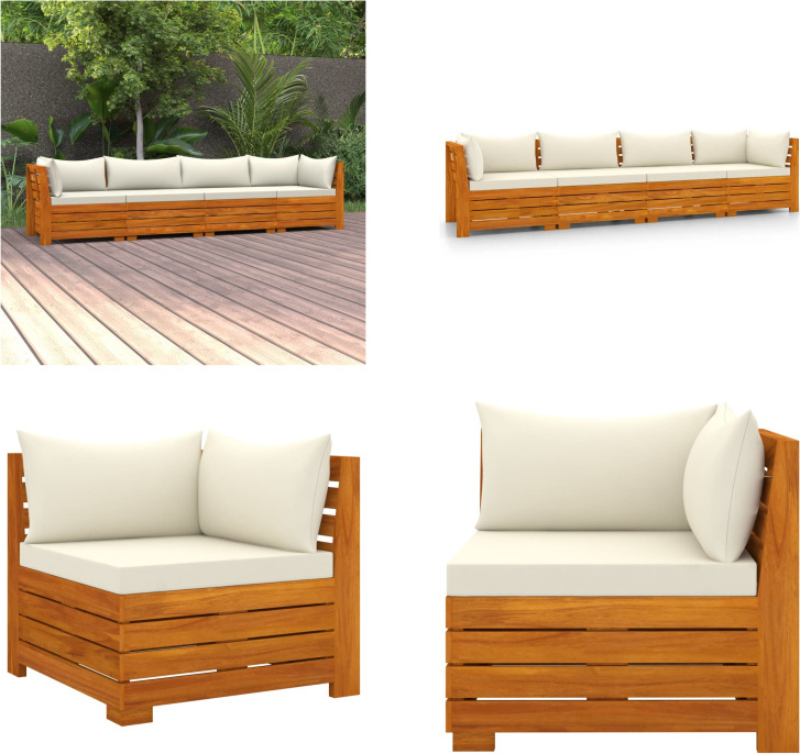 vidaXL 4-miestna záhradná pohovka s vankúšmi z masívneho dreva akácie - Záhradná pohovka - Záhradné pohovky - Drevená pohovka - Drevené pohovky