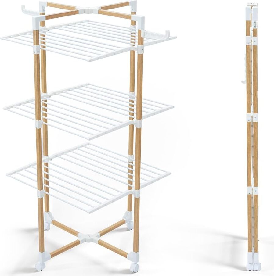 VOUNOT® VOUNOT Tendedero de Pie de Torre 3 Niveles 69x136x69 cm, Weiß